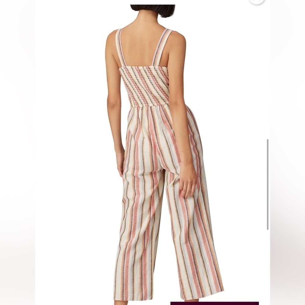 Saylor Ilhan Chevron Striped Tie Waist Button Front Jumpsuit Multicolor Sz M - Picture 3 of 14